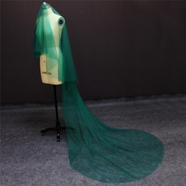 

bridal veils green one layer 3 meters tulle wedding dress beautiful veil8011009, Black