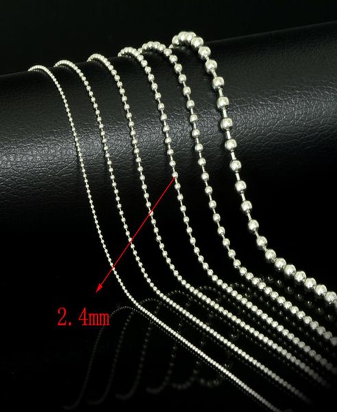 

bead chains ball chain necklace 24mm stainless steel beads silver plated chains necklaces jewelry 50556070cm8798181