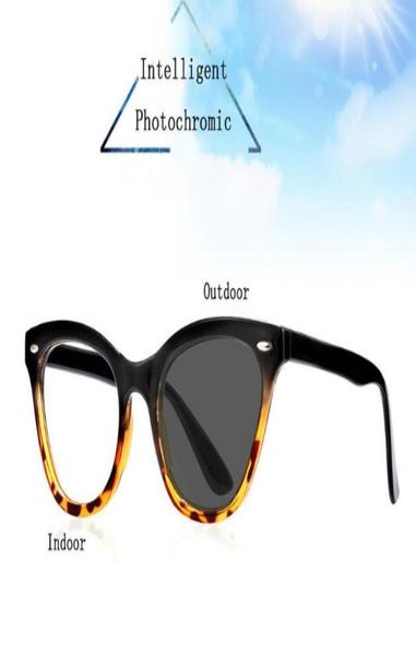 

new style women cat eye reading glasses magnifier vintage fashion leopard print frame intelligent pochromic spectacles 7393393