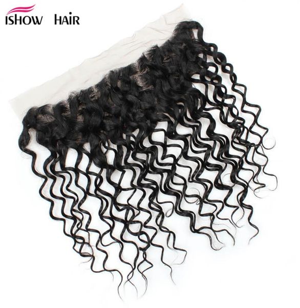 

ishow frontal lace closure brazilian peruvian malaysian indian virgin human hair for women girls all ages natural 828inch water w6260495, Black;brown