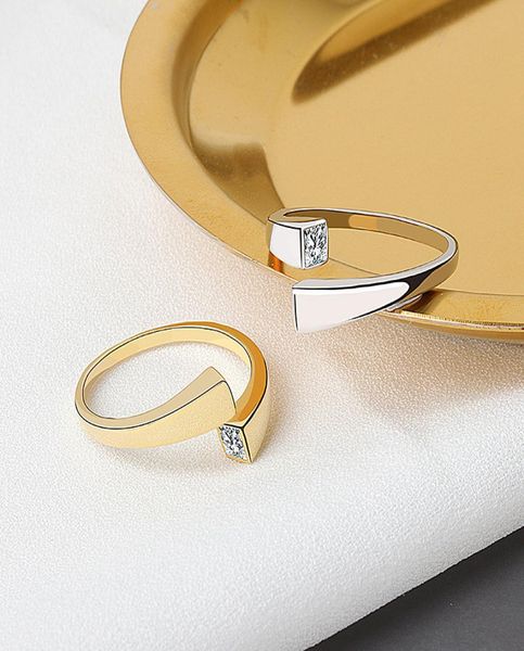 

korean delicate square cubic zircon ring for women girls micro paved open adjustable rings fashion jewelry gifts3247886, Silver