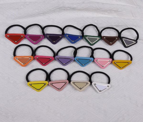 

multicolor triangle letter elastic hair ties women girl letter hair rubber band for gift party 885122, Pink