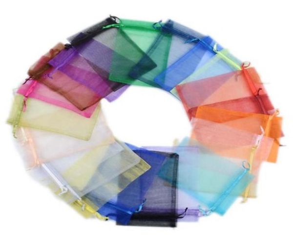 

bulk 5 size mixed organza jewelry bags fashion wedding party xmas gift packaging pouches with drawstring whole4009050, Pink;blue