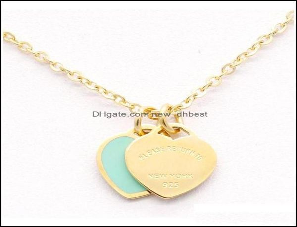 

pendant necklaces pendants jewelry design new brand heart love necklace for women stainless steel accessories zircon green gift dr1575136, Silver
