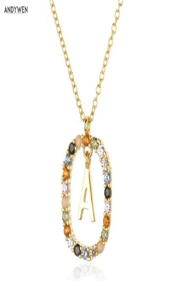

andywen 925 sterling silver gold letters a z initial m s c k alphabet pendente long chain necklace say my name fine jewelry 21067284307