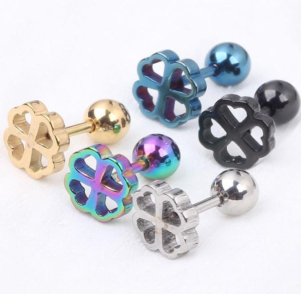 

30pcs 16g 14 inch clover tragus helix cartilage earring fake ear stud body jewelry piercing2804558, Slivery;golden