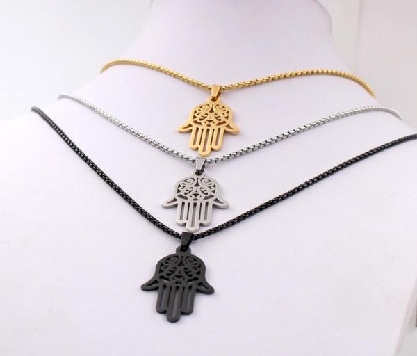 

silver gold black choose men039s icp 316l stainless steel black hand of fatima hamsa pendant with matching 3mm 24inches box rol1702307