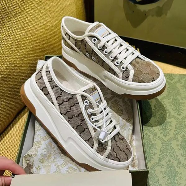 

casual shoes alphabet embroidery color matching retro thick-soled canvas for men and women lovers muffin bottom tie 1977 fashion, Black