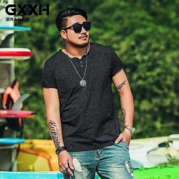 

men's t-shirts plus size 7xl 6xl 5xl gxxh 2022 summer trend brand men's t-shirt men short-sleeve loose fat guy big size solid colo, White;black