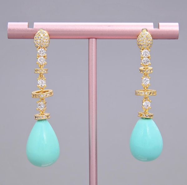 

guaiguai jewelry teardrop turquoise blue sea shell pearl yellow gold plated earrings handmade for women real gems stone lady fashi9269868, Silver