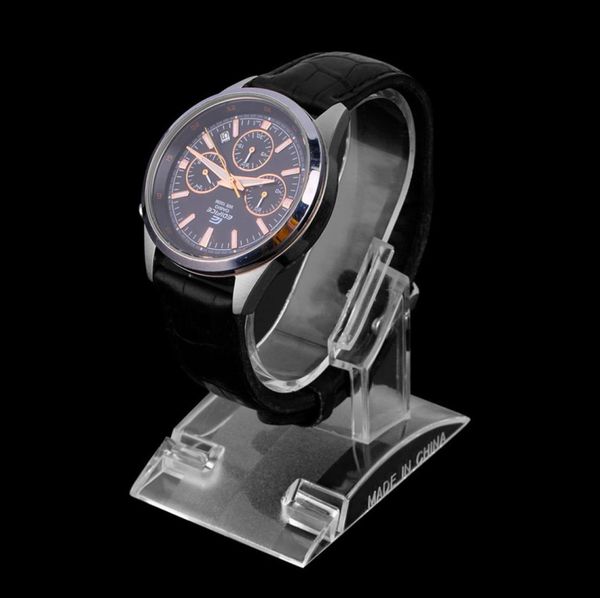 

10pcs multi watch display stand clear acrylic with elastic c ring clip boutique counter showcase kiosk wrist watches organizer exh1227802, Black