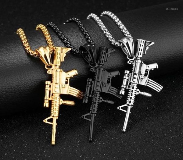

hip hop rock metal gun pendant necklace rifle charms chain punk rap fashion jewelry cool guy gifts party women men1330t3760097, Silver