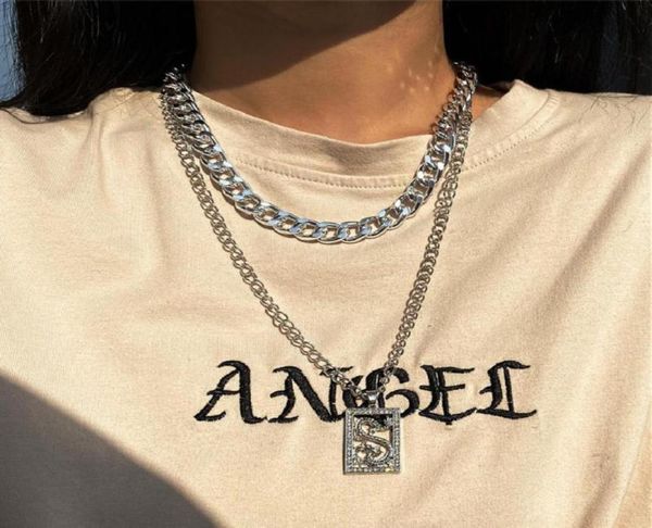 

vintage multi layer auspicious dragon pendant neckalces set for women chunky chain choker necklace statement jewelry gifts chains2073651, Silver