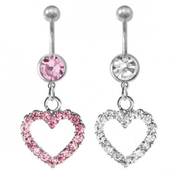 

4 colors heart style navel rings belly button body piercing jewelry dangle accessories fashion charms jfb3245 666 t23752285, Silver