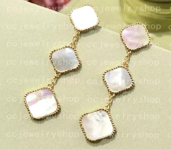 

classic designer clover stud earrings fashion natural turquoise s925 silver clip back earrings for women high end love earrings fo1365247, Golden;silver