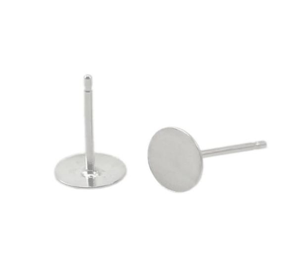 

beadsnice 925 sterling silver earring studs with 5 mm round flat pad glue on earring posts earring findings for jewelry making id 9023990, Golden;silver
