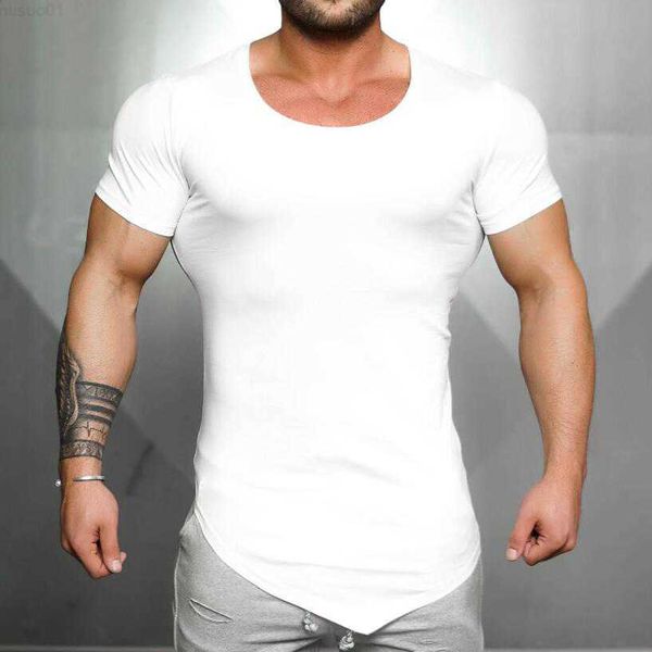 

men's t-shirts rashgard sport shirt men running t shirt men gym shirt training clothing cotton breathable workout muscle t-shirt fitnes, White;black