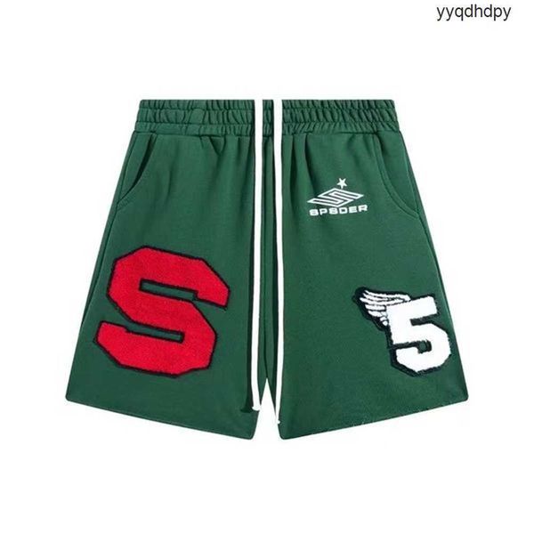 

23ss designer men's shorts sp5der 555555 cut sweatshirt short washed embroidered horn shorts x0ex, White;black