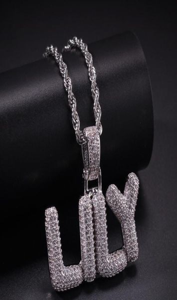 

az custom small letters necklaces charm pendant for men women gold silver color cubic zirconia hip hop jewelry whole6527813