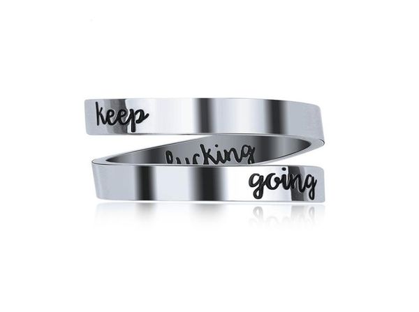 

personalized keep going ring gift for men women stainless steel laser side party jewelry gift ring9255462, Silver