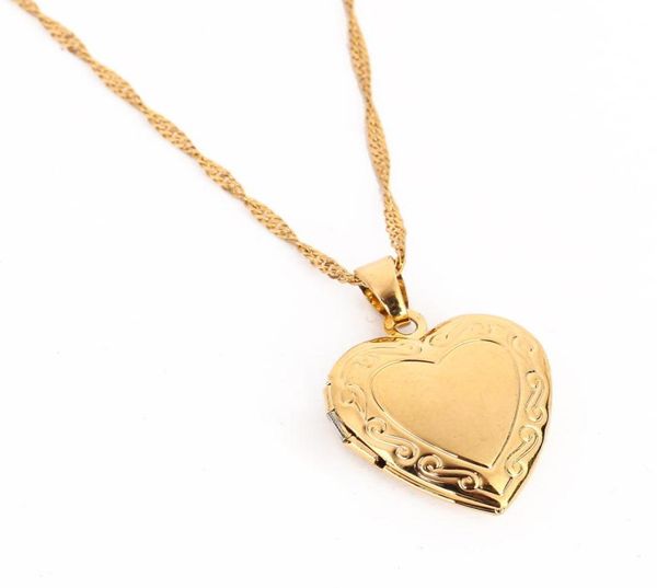

valentines gift heart locket pendant necklace jewelry 24k gold color romantic fancy for women8603475, Silver