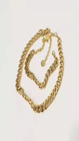 

fashion choker letter necklace bracelet 18k gold plated necklaces chain earring for men and women party lovers gift hip hop choker7323100, Golden;silver