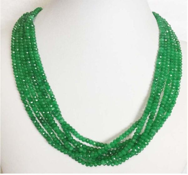 

hand knotted 2x4mm emeralds red rubies necklace 45cm fashion jewelry9896382, Silver