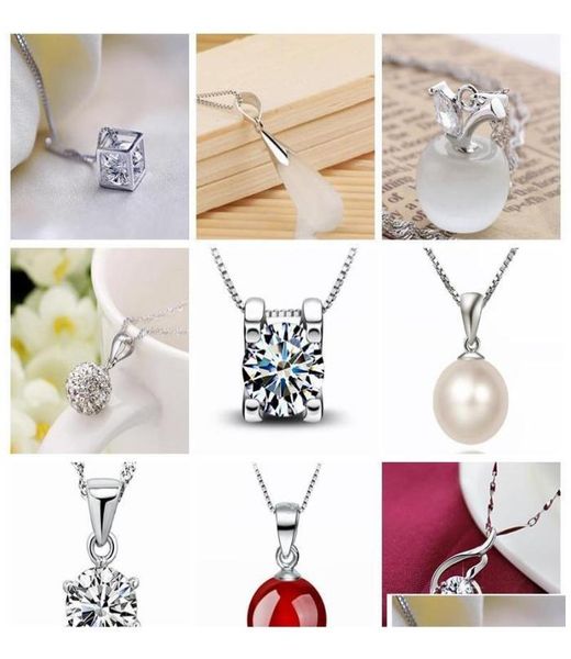 

45 styles 925 sterling silver pendant necklace without chain fashion charms pendants necklaces pearl crystal flower pendants jewel7288516