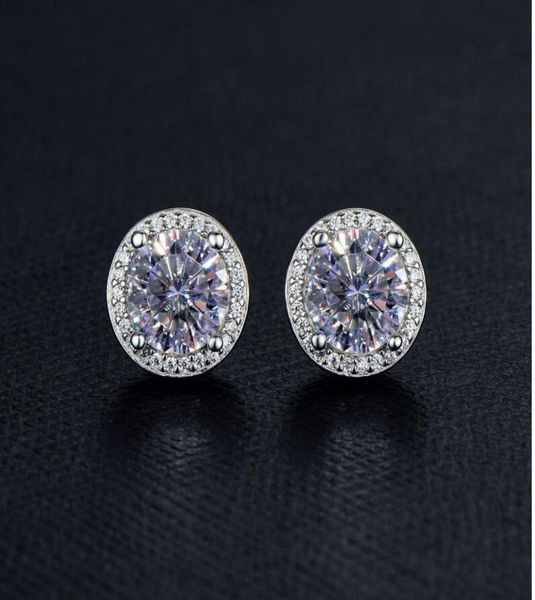 

sterling silver s925 2ct moissanite diamond earring wedding engagement earrings excellent cut snow round hip hop9452467, Golden;silver
