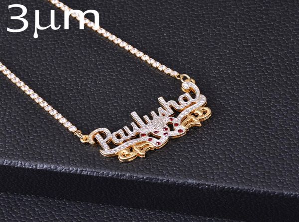 

3umeter tennis chain letter necklaces name gothic double plated name necklace hip hop custom carving batch of flowers for gifts4028534, Silver