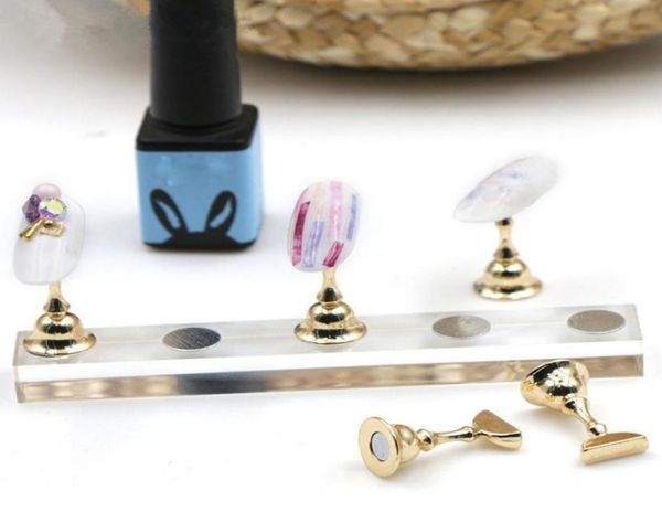 

magnetic nail art practice training display stand acrylic crystal base alloy false nail tip holder salon diy manicure tool 20183606008