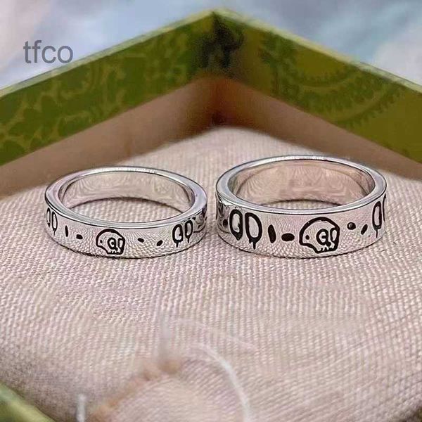 

classic mens designer ring love rings for women ghost skull luxury ring plated vintage silver letter fashion homme bague