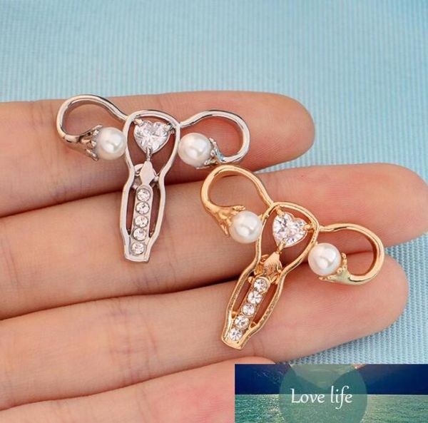

europe human organ modeling alloy brooch pins pearl zircon maternal uterus shirt lapel pin for women5274363, Gray