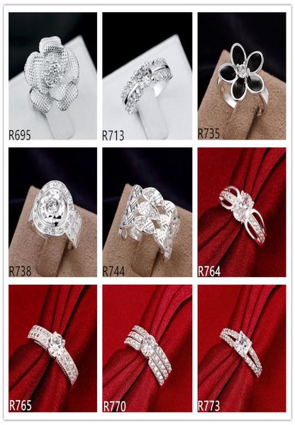 

women039s 925 sterling silver plated rings 10 pieces multi styles dmmsr49 fashion gemstone 925 silver plate ring mix order9262210