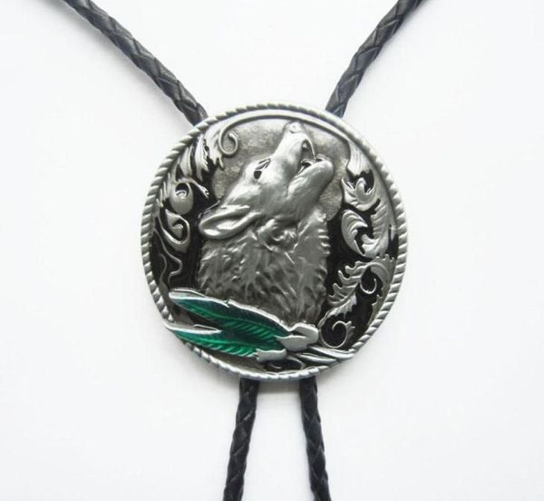

new vintage western cowboy cowgirl wolf classic bolo tie leather necklace bolotiewt013 brand new in stock8226484, Red