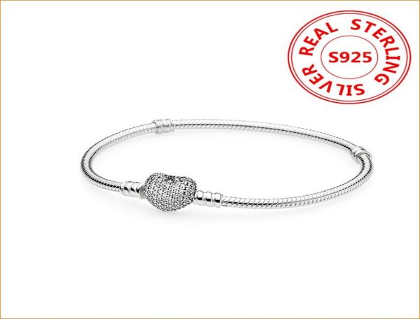 

authentic 925 sterling silver heart charms bracelet for european beads bangle wedding gift jewelry for women with original box1512580, Golden;silver