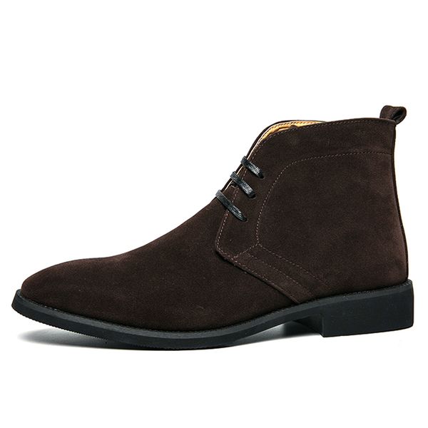 

suede leather chelsea boot men fashion dress boots new autumn ankle boots plus size 38-48 formal shoe bota masculina, Black