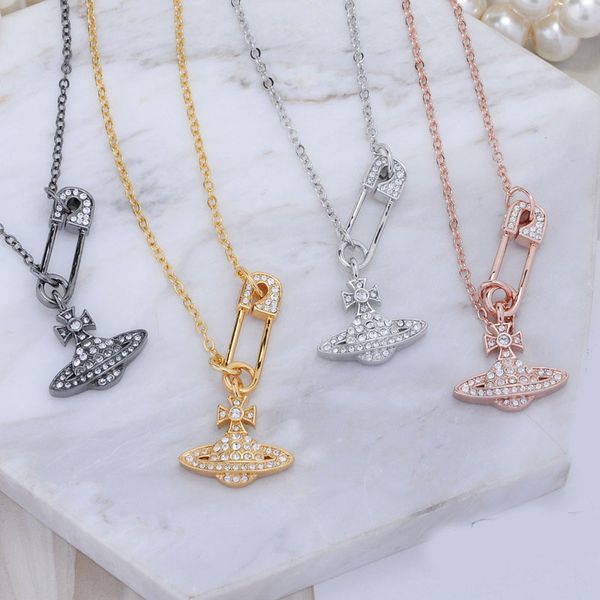 

designer necklaces saturn pearl pendant necklace pin necklace jewelry designs personalized men's and women's fashion premium colla, Silver