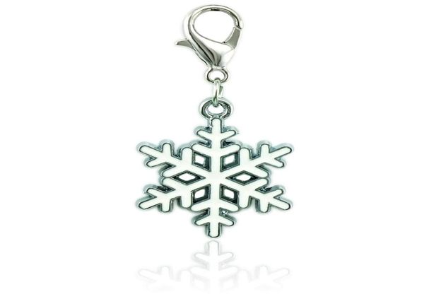

christmas classic floating lobster clasp charms white enamel snowflake pendants diy charms for jewelry making accessories1129046, Bronze;silver