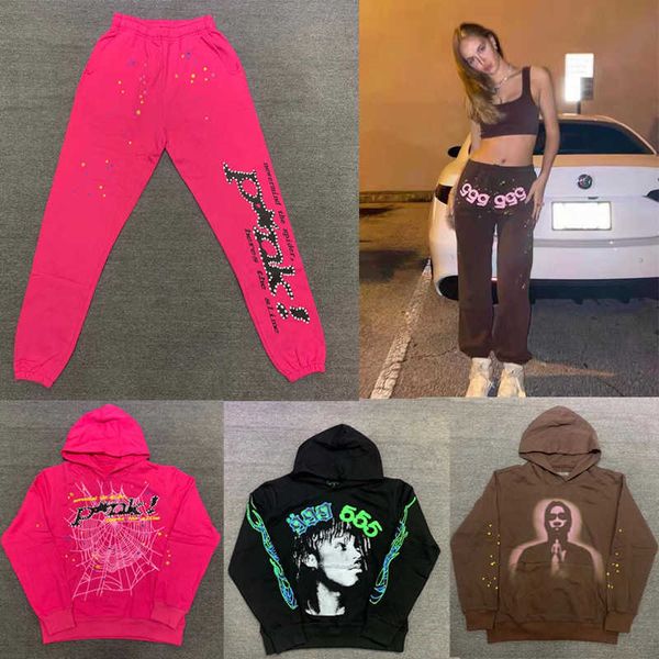 

hoodies 22ss hip hop pink sweater tide foam letter 555555 printed hoodie sweater for couples, Black