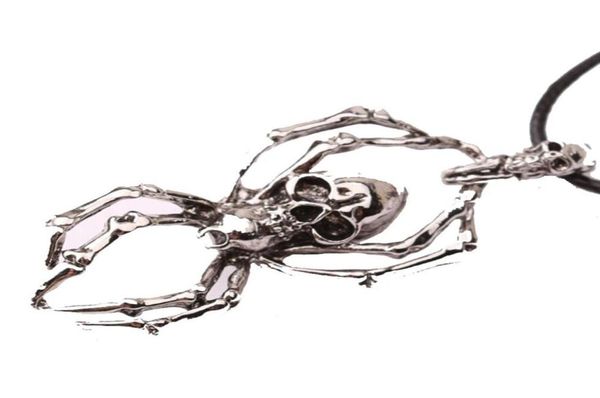 

spider necklace for women men skull head pendant necklaces with leather rope chain cool retro men039s alloy grimace tribal neck5460427, Silver