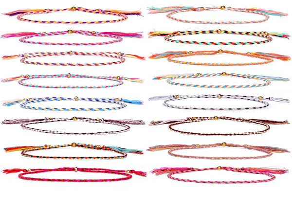 

new fashion handmade 4 mixed color cotton rope woven vsco girl lucky friendship bracelet rainbow boho copper bead anklet for women6436894, Black
