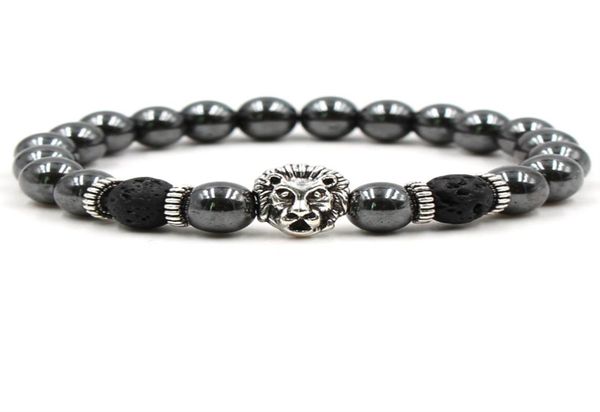 

black hematite beaded strands stone lava rock bracelets alloy gold plated silver skull lion owl for women men bracelet bangles jew1974699