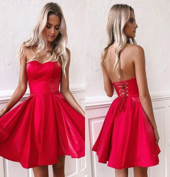 

red strapless short homecoming dresses chepa open back party cocktail gown above knee length prom evening cocktail wear bm09405423836, Blue;pink