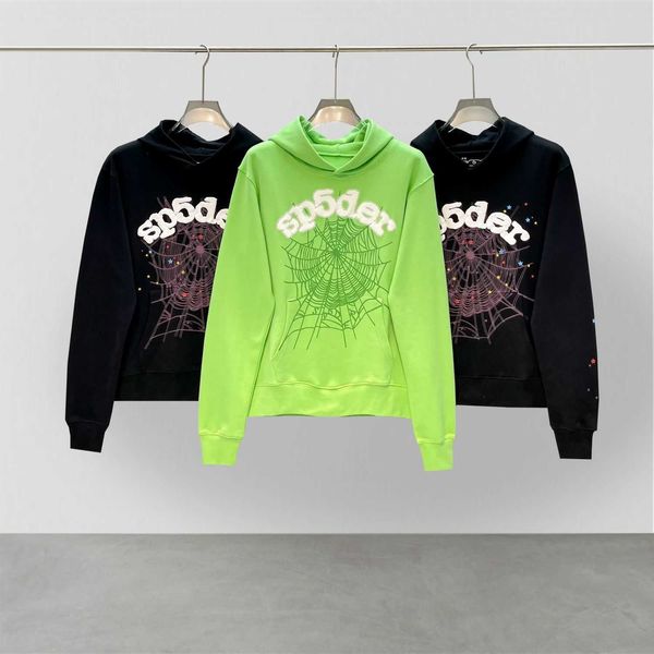 

european and american internet celebrity's same sp5der 555555 hoodie men's high street hip-hop loose hoodie, Black