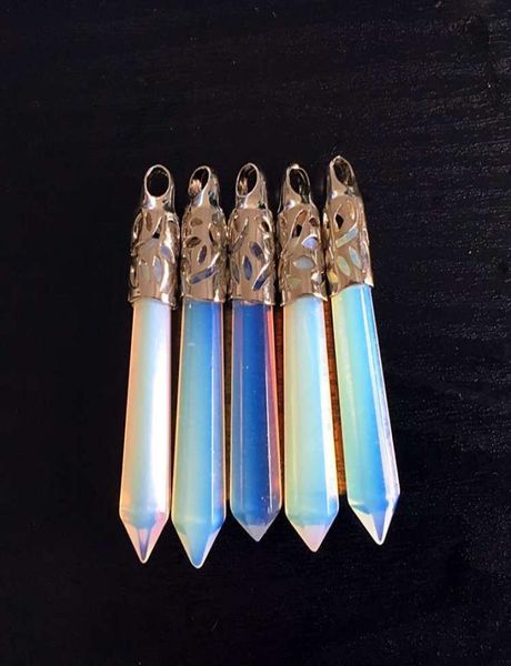

opalite crystal point pendulum wand pendant opalite opal stone irridescent gemstone quartz6049522, Silver