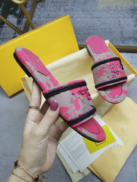 

designer womens woody sandals with box flat mule slides beige white black pink lace lettering fabric canvas slippers summer home shoes women