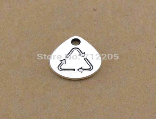 

zinc alloy 50pcs a lot antique silver plated recycle sign round charms for making bangles bracelets1814843, Blue;slivery