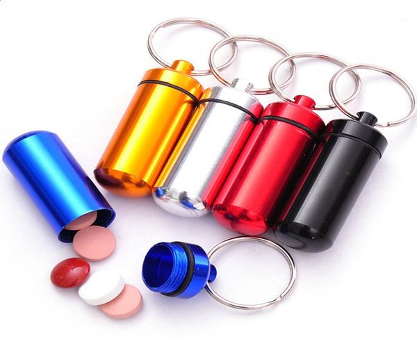

30 x empty portable medical pill cases jars travel waterproof mini aluminum keychain drugs tablet storage containers5050597