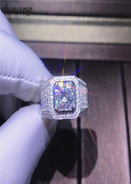

choucong solitaire male ring 3ct diamond 925 sterling silver engagement wedding band rings for men finger jewelry gift8087844, Slivery;golden
